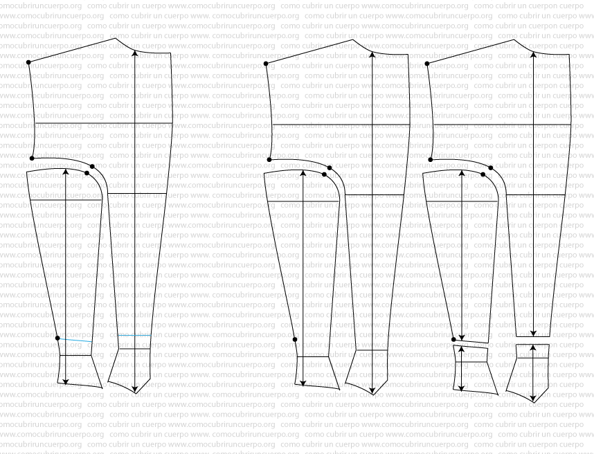 Separación de las piezas de la mitad de espalda en el Spencer femenino