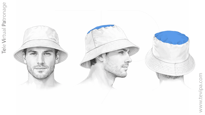 tapa superior o copa del gorro de pescador bucket hat pieza del patrón