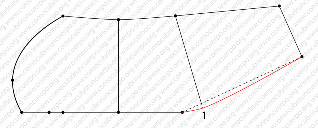 Prolongación de la costura de codo un centímetro para suavizar su forma entre codo y puño