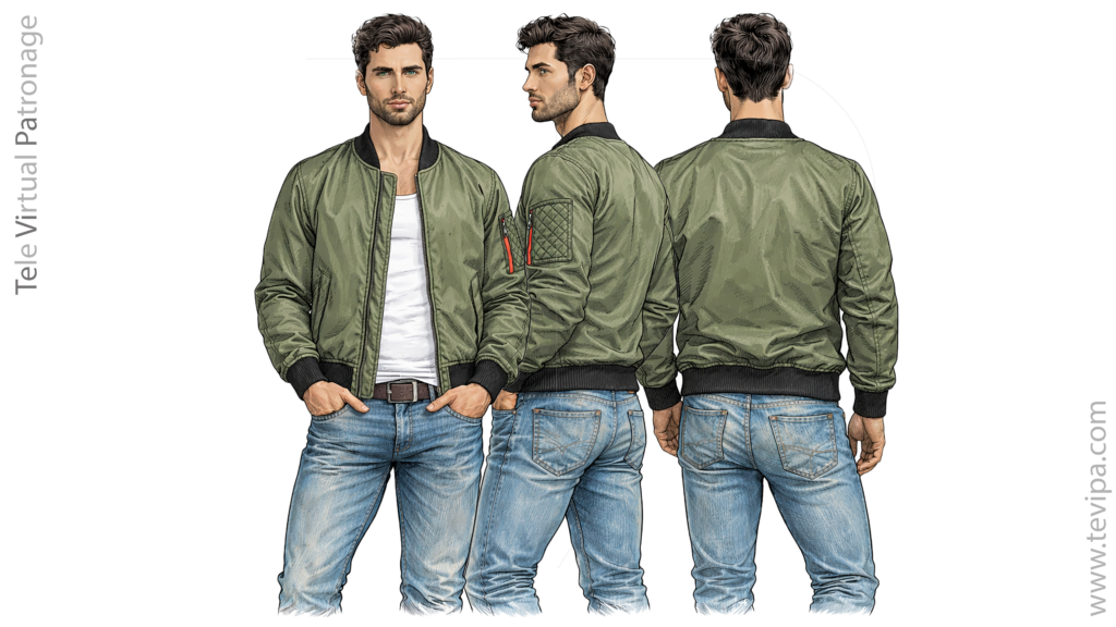 Verda bomber jako fronta flanka kaj malantaŭa vido sur vira modelo