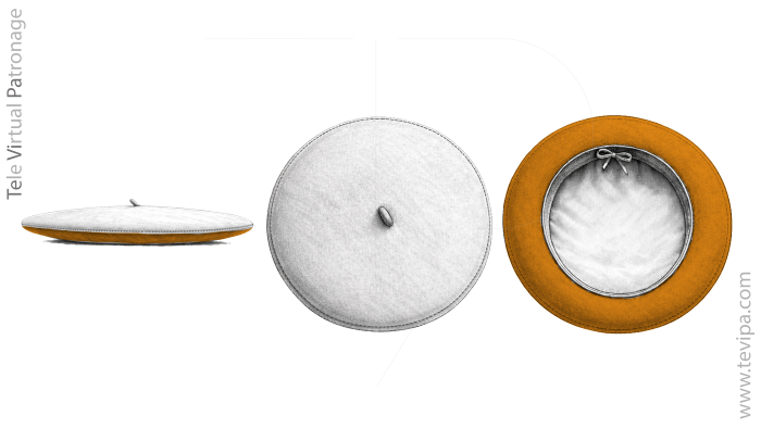 Ala o vuelo de la boina mostrando perfil, vista superior y estructura interior con la diferencia entre el plato exterior y el hueco de ajuste.