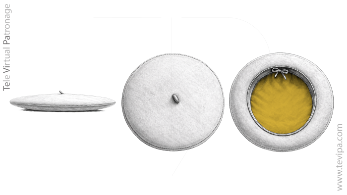 Forro interior de la boina visible en la vista interna cubriendo el plato y ocultando las costuras.