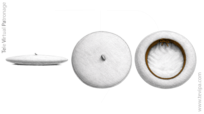 Badana o cinta de sudor de la boina visible en la vista interior del contorno de ajuste de la prenda.