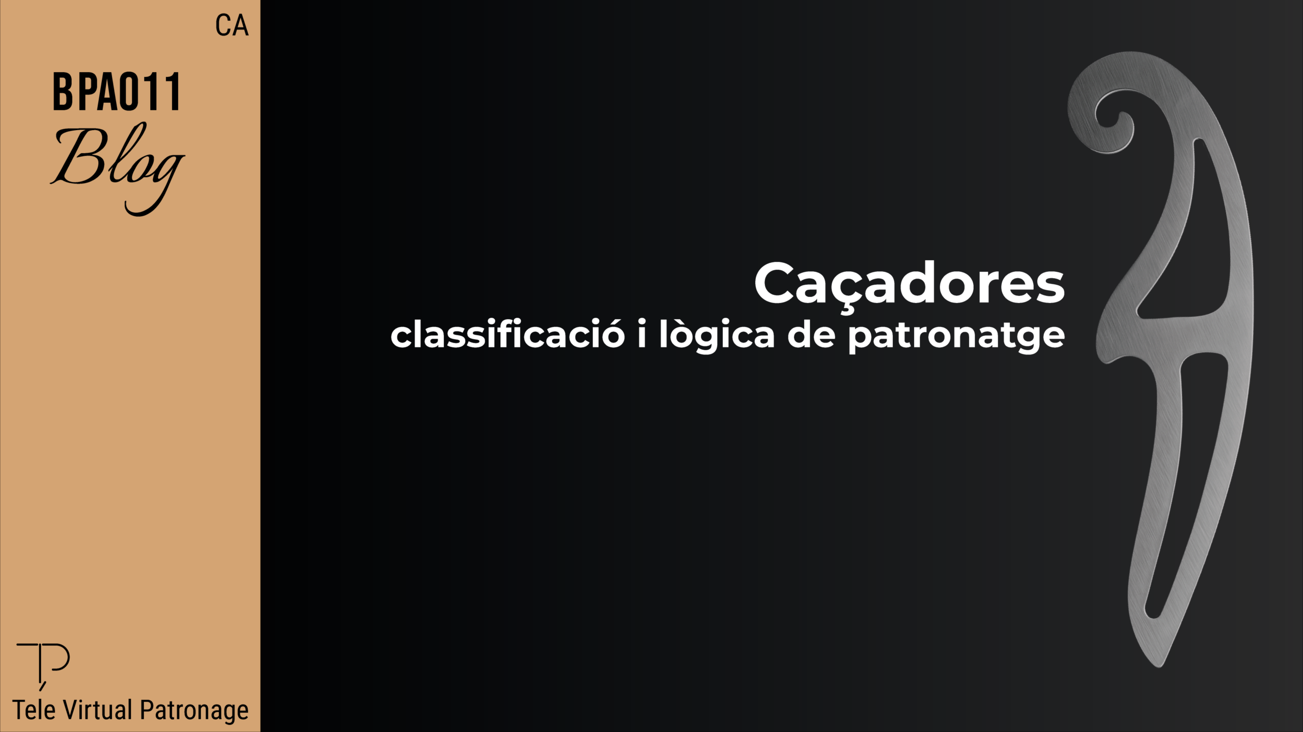 Portada de l’article sobre la caçadora amb el títol classificació i lògica de patronatge i element gràfic metàl·lic sobre fons fosc