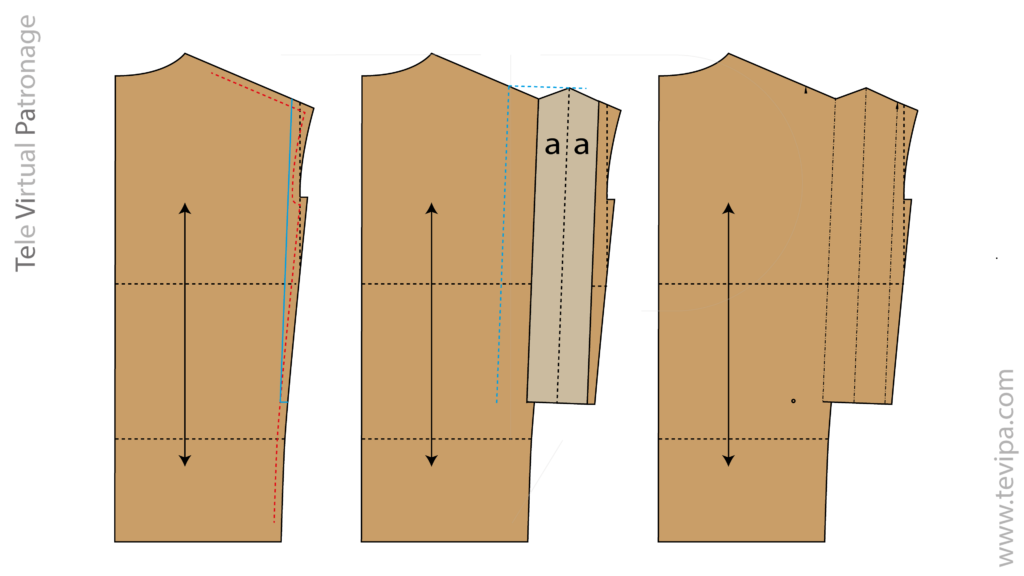 Funcionamiento del fuelle lateral de espalda en una cazadora biker absorbiendo tensión al extender los brazos