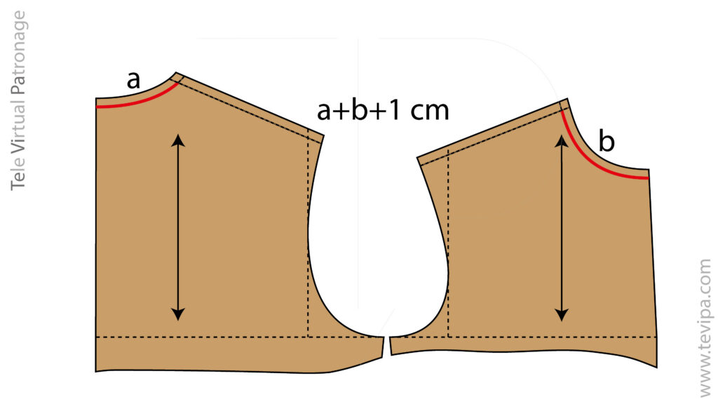 Medición del escote delantero y espalda para calcular el medio contorno de cuello en patronaje