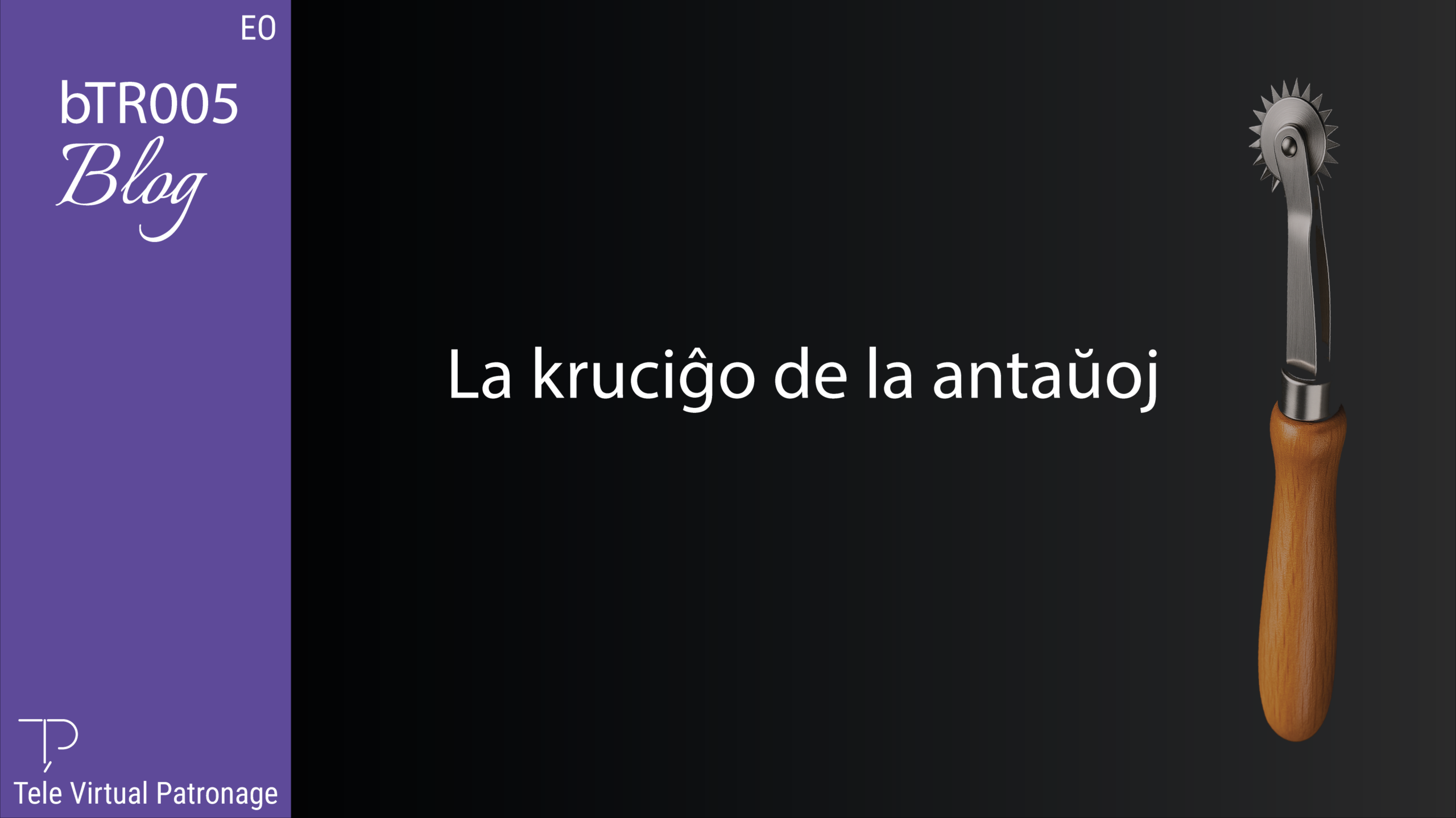 Kovrilo de la artikolo “La kruciĝo de la antaŭoj” kun markrulilo sur nigra fono.